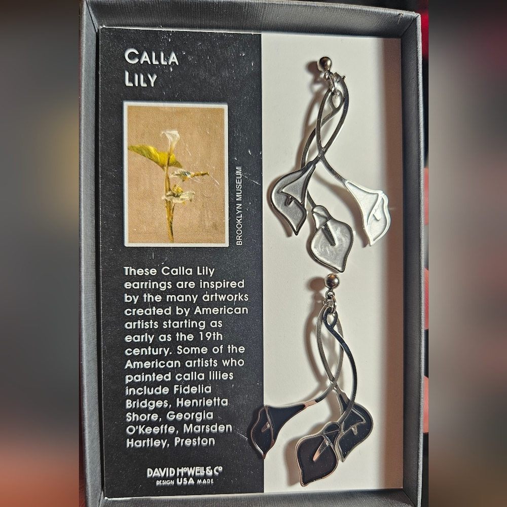 Silver And Black Calla Lily Earrings